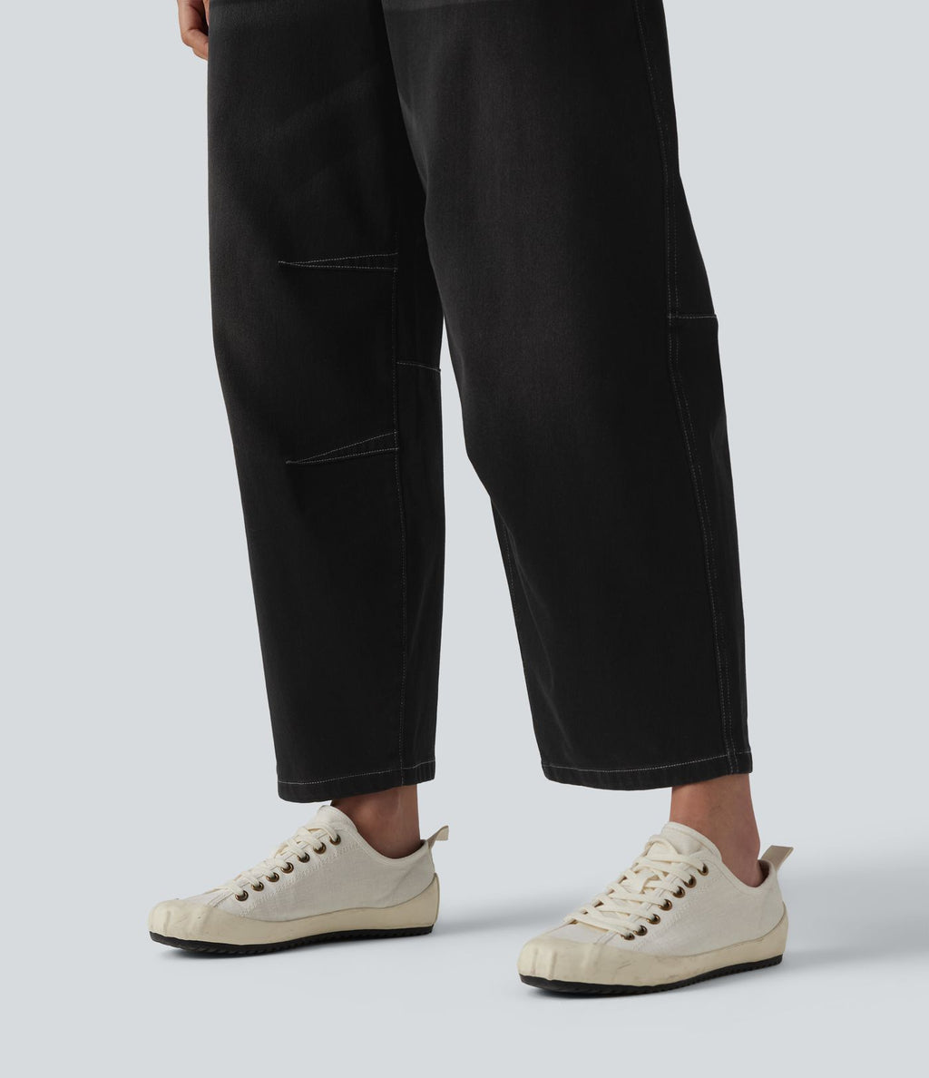 Jean Barrel 7/8 taille basse Halara Flex™ avec poches zippées
