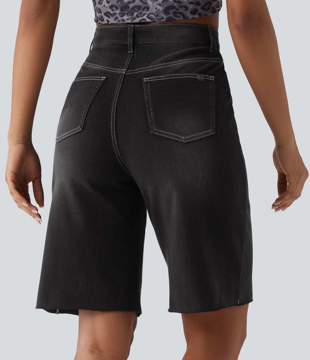 Halara Flex™ Bermuda en denim taille haute ventre plat avec poches
