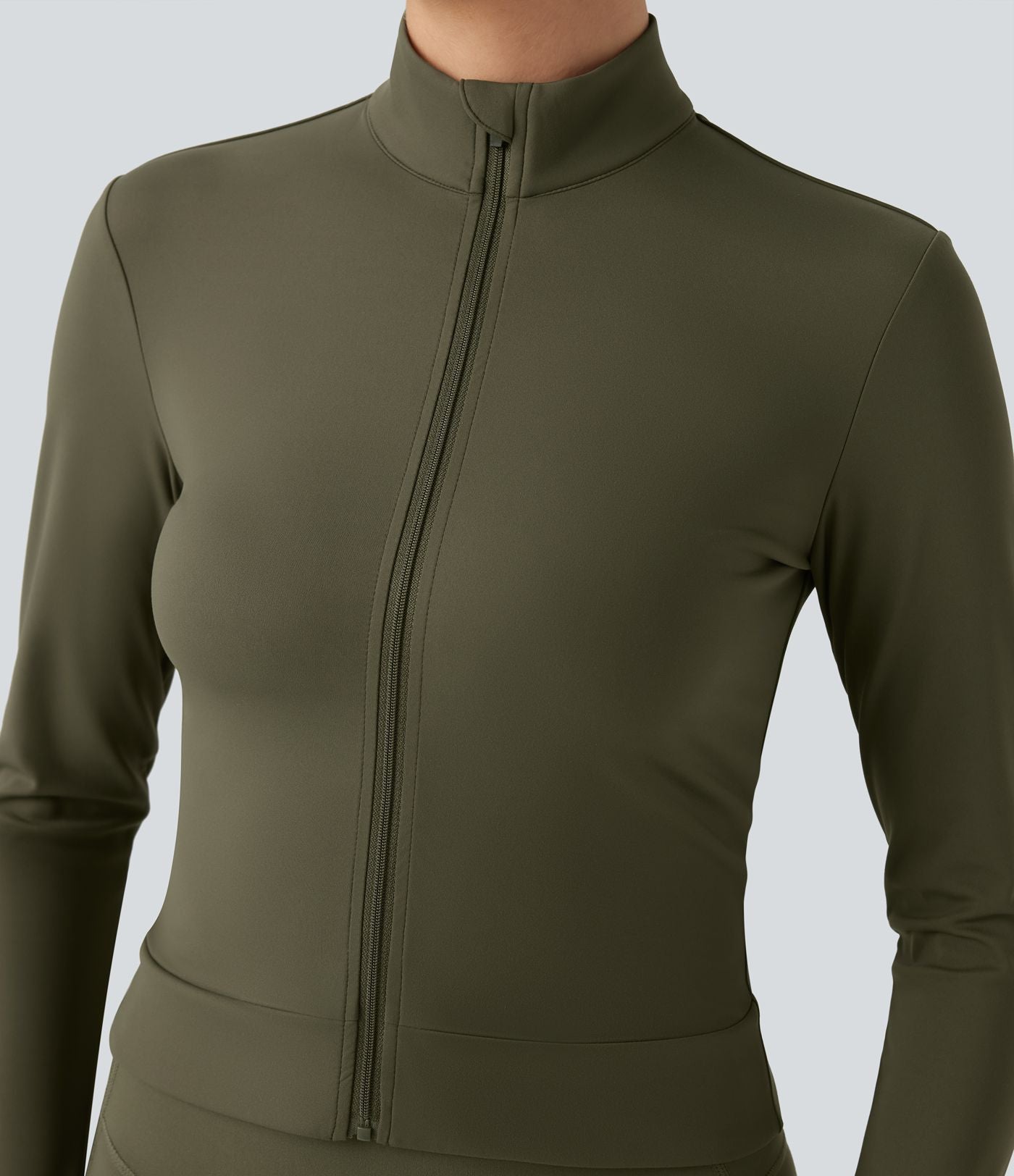 Veste yoga SoftlyZero™ Plush col montant manches longues avec trous pour pouces et dos croisé