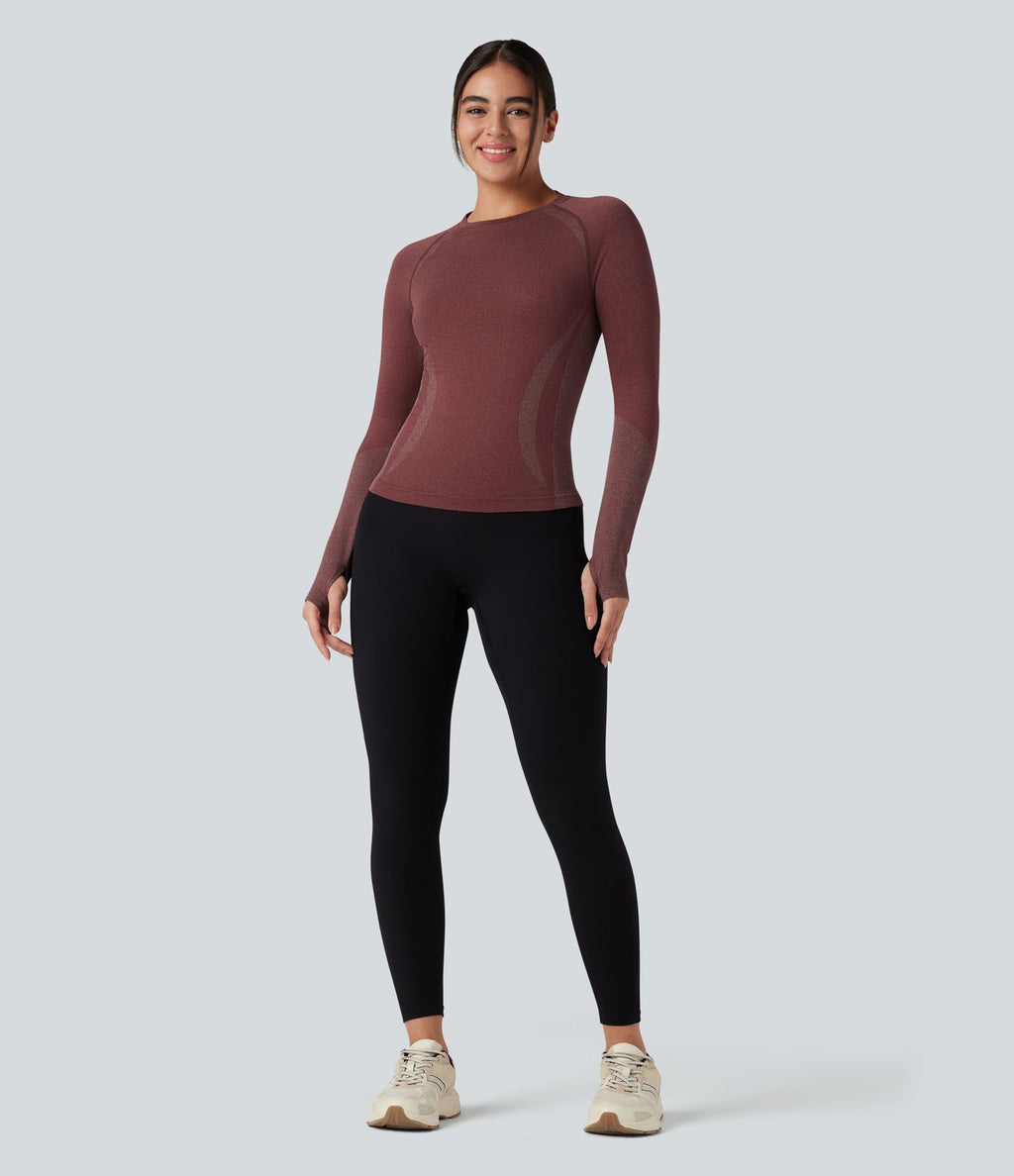 Haut de sport yoga manches raglan longues avec passants pouces sans couture OneForm Seamless Flow