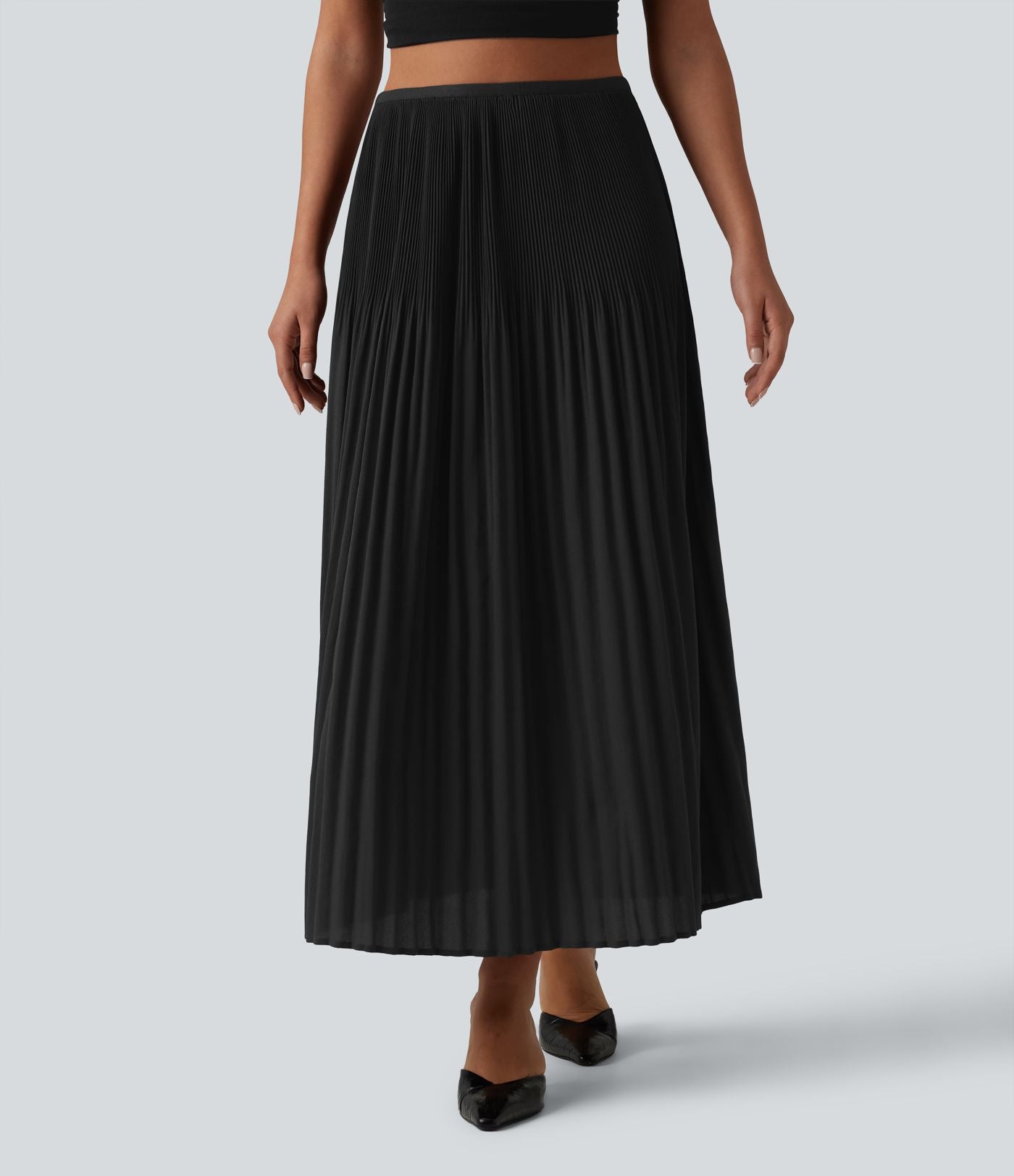 Jupe midi casual plissée taille haute