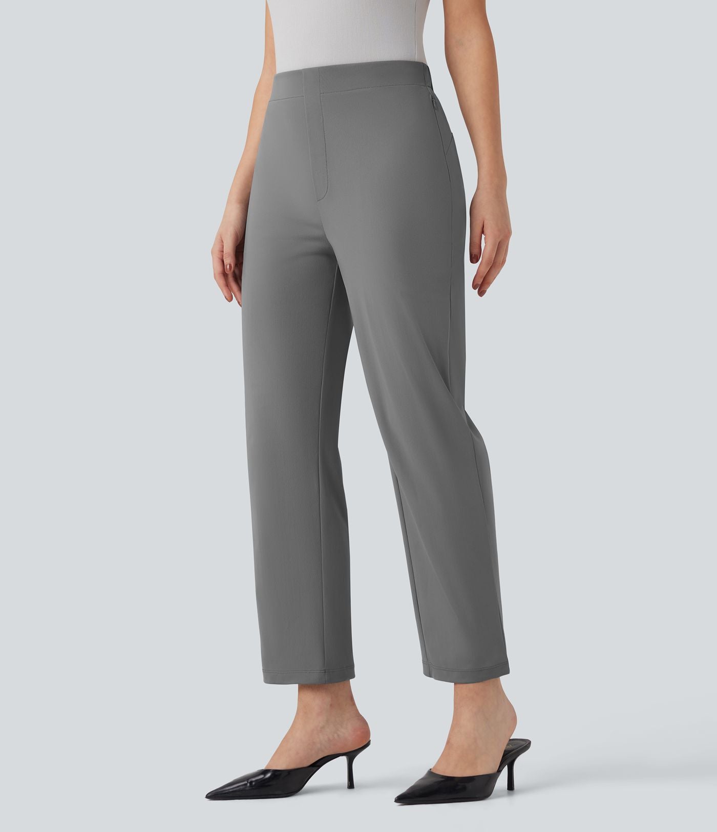 Pantalon de travail Halara Flex™ droit 7/8, taille haute, avec poches