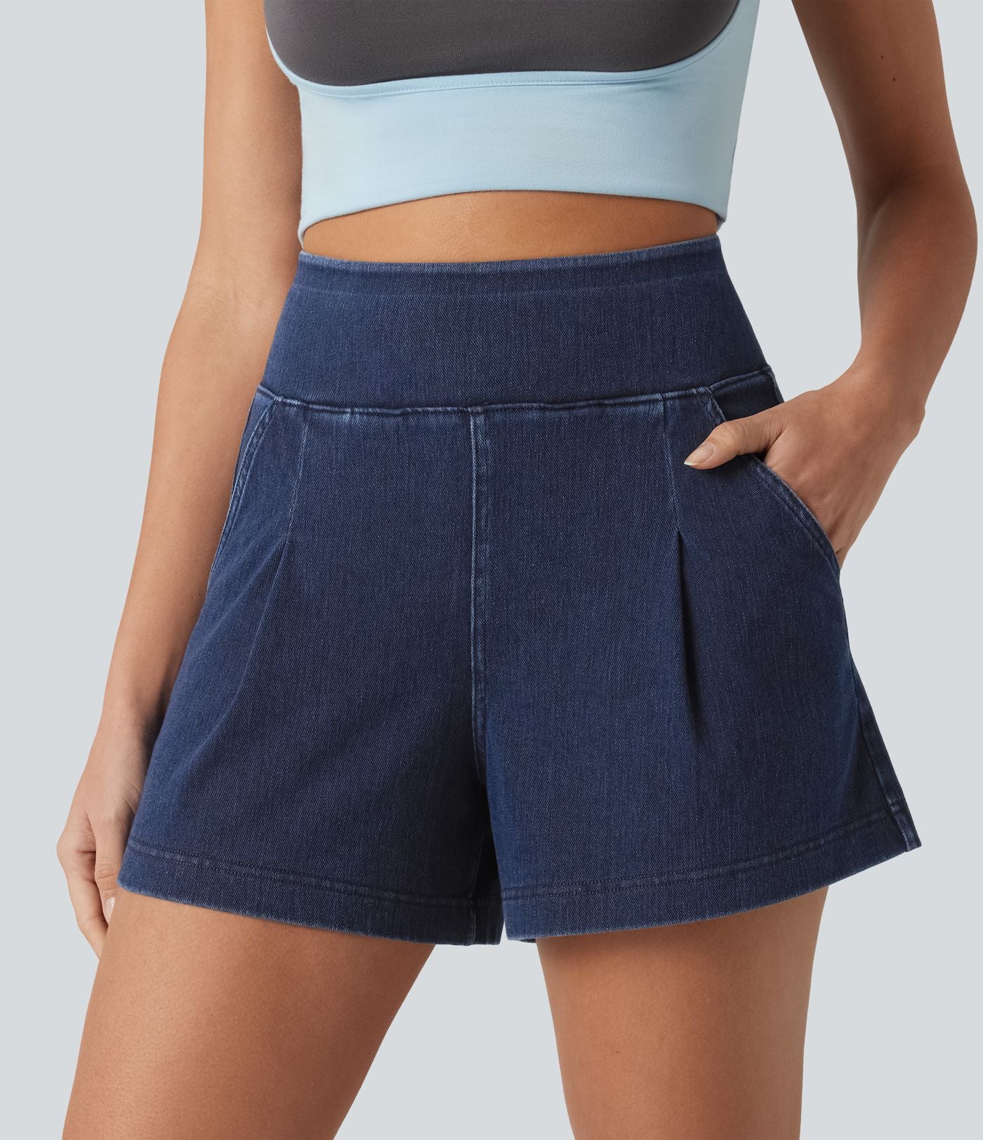 Short en jean ample Halara Flex™ taille haute décontracté avec poches