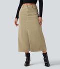 Jupe en jean colorée Halara Flex™ fendue mi-longue taille mi-haute avec poches