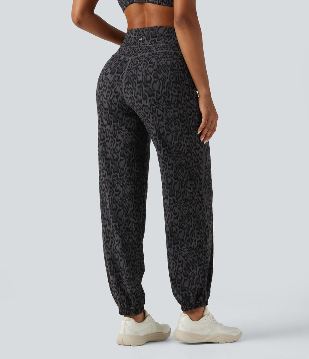 Jogging de yoga Halara UltraSculpt™ taille haute gainant imprimé léopard avec poches