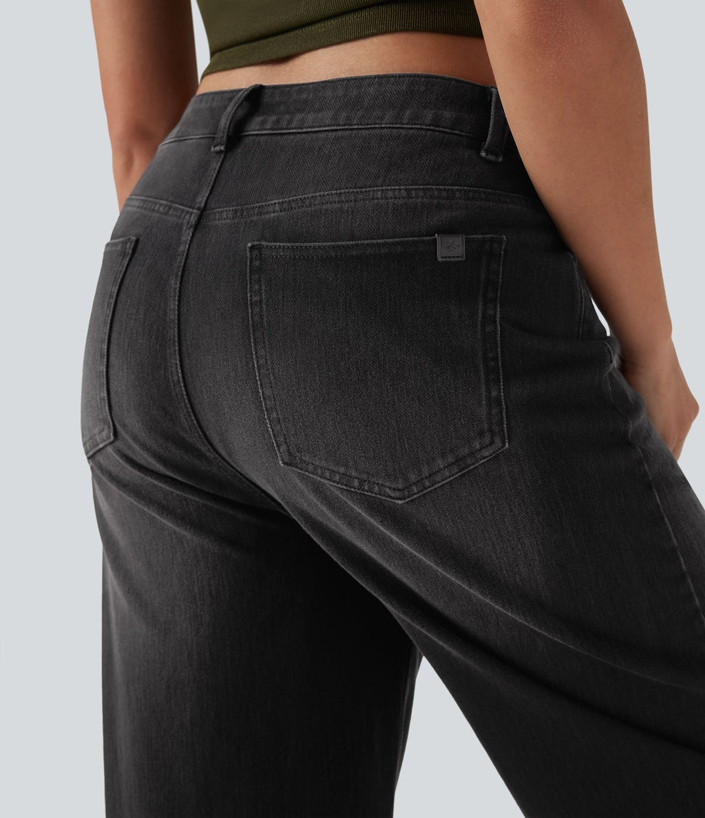 Jean barrel Halara Flex™ taille haute coupe barrel délavé avec poches