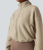 Veste d'entraînement polaire col montant fermeture éclair manches longues avec poches