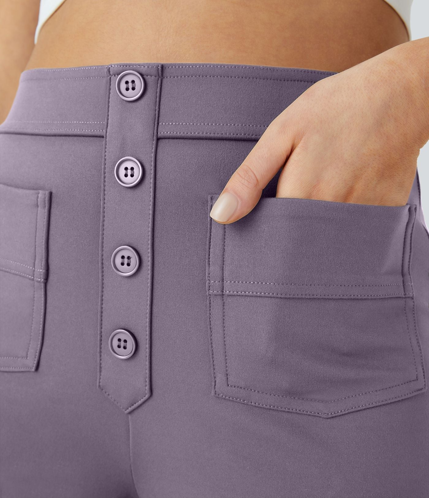Pantalon taille haute coupe droite DayStretch avec poches