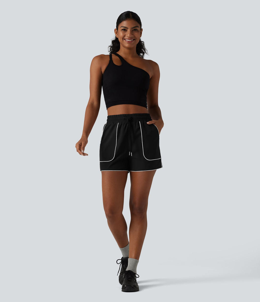 Short de sport taille haute cordon de serrage séchage rapide effet frais InstantCool 7,5 cm avec poches, protection solaire UPF40+