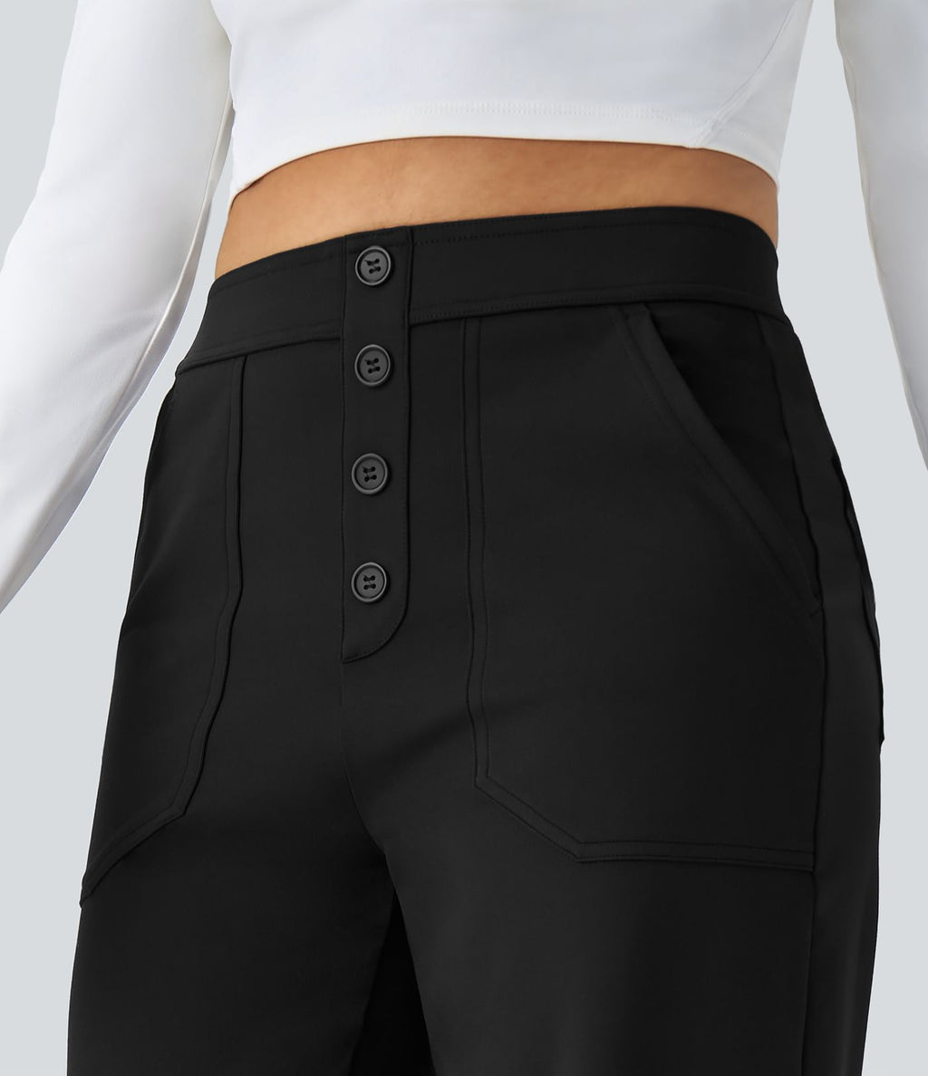 Pantalon coupe droite taille haute DayStretch avec poches