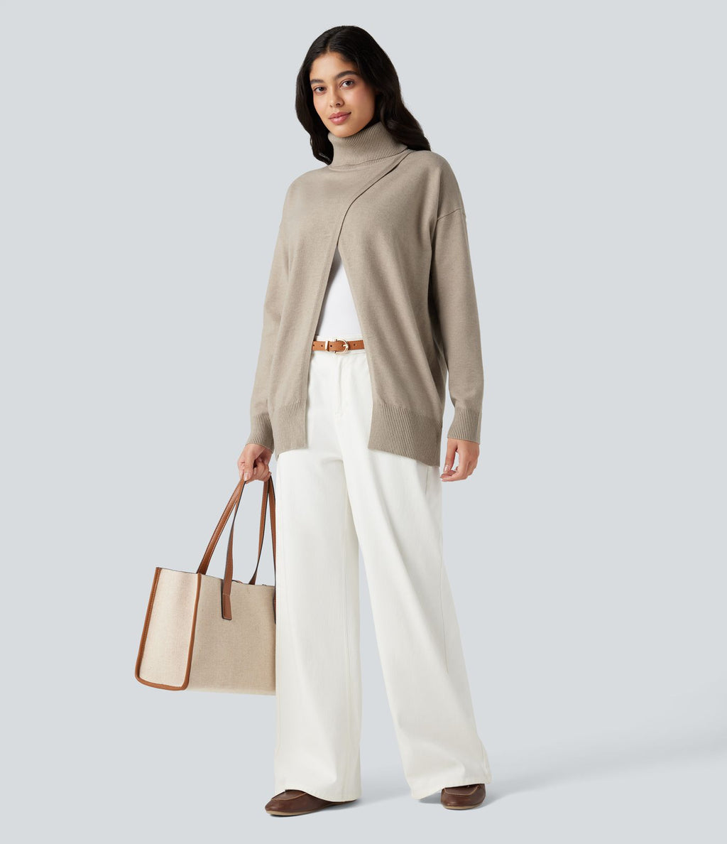 Pull tailleur col montant manches longues - Réversible devant et dos