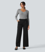 Pantalon Halara Flex™ tailleur droit taille haute rayé effet frais InstantCool avec poches