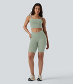SoftlyZero™ Short cycliste de yoga croisé taille haute 23 cm avec poches - UPF50+