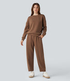Pantalon décontracté SpacerTek™ taille haute, coupe relax large 7/8, avec poches