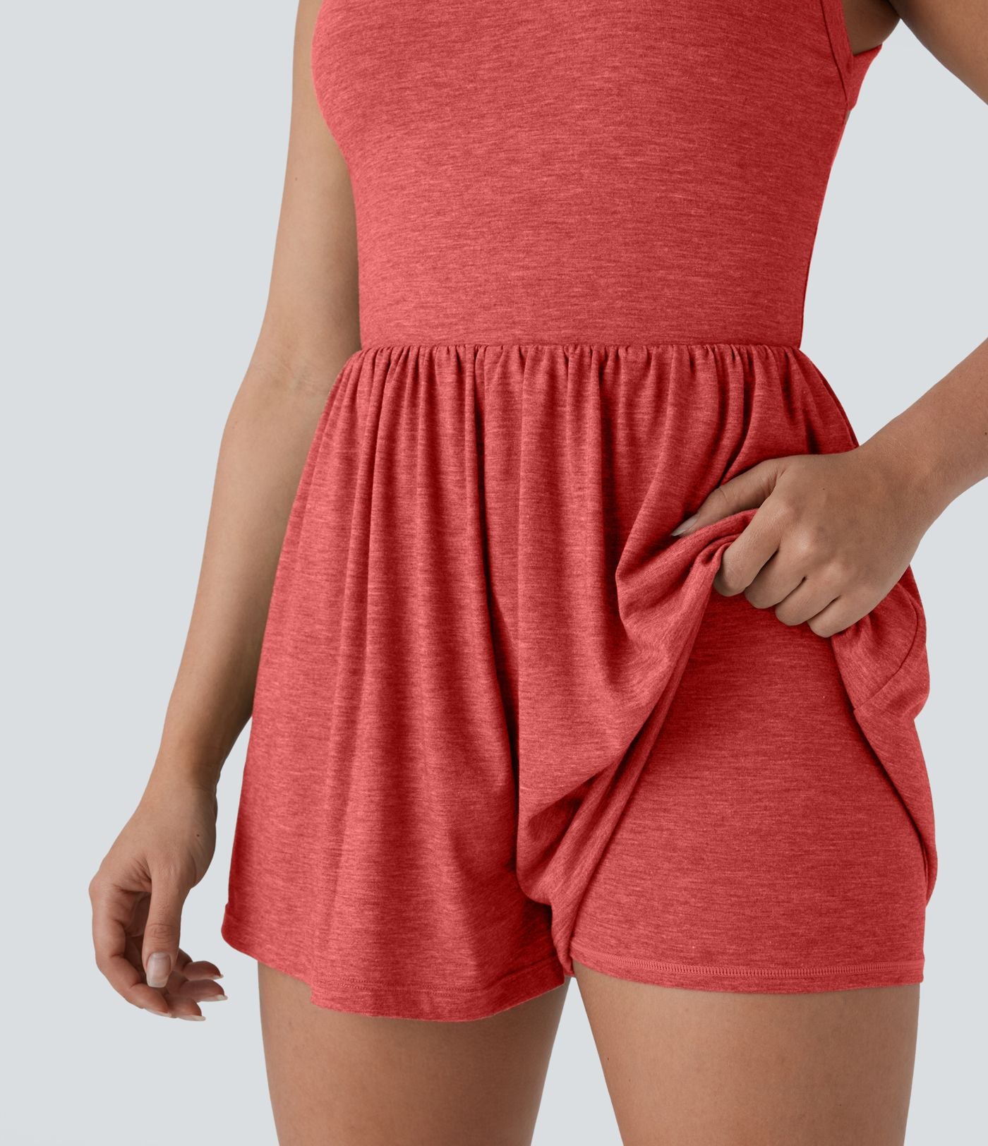 Combishort de villégiature 2-en-1 à dos nu, design torsadé, poches latérales - Édition Easy Peasy