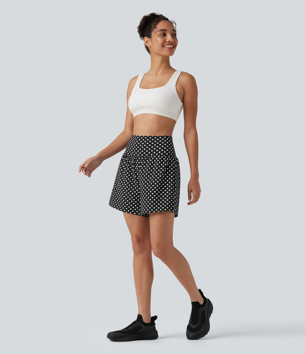 Short de yoga 2-en-1 taille haute 12,5 cm à pois avec poches
