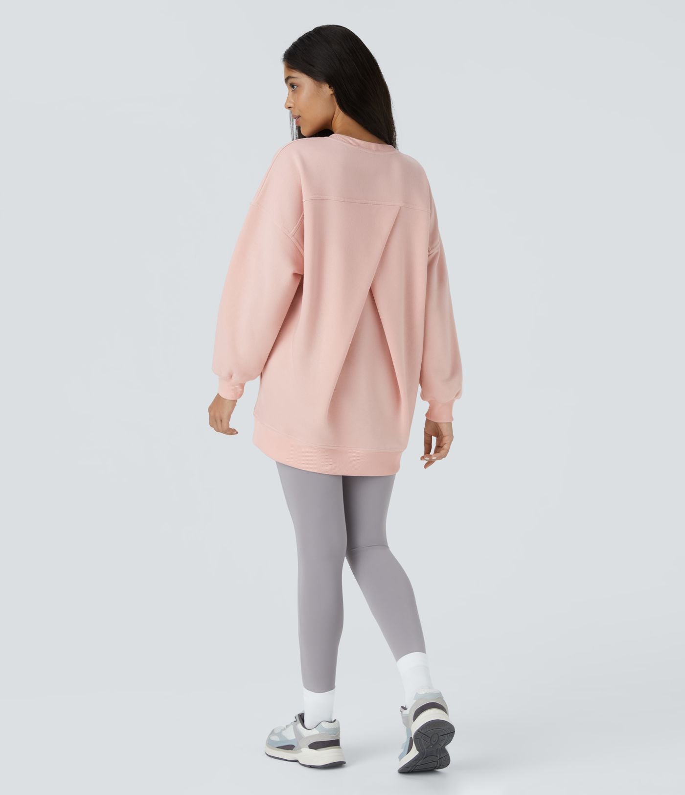 Sweat-shirt décontracté en polaire, col rond, manches longues, poches latérales, coupe oversize