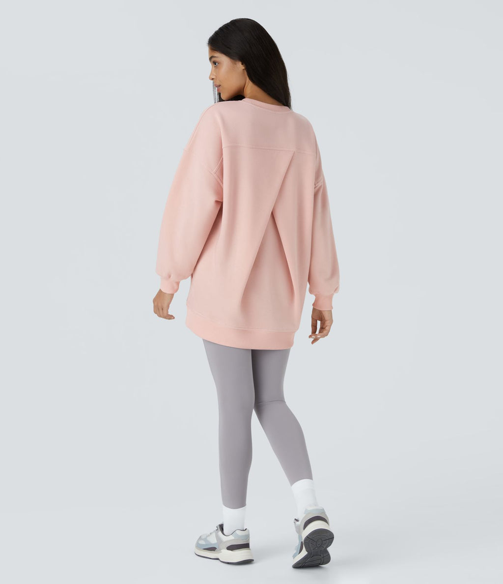 Sweat-shirt décontracté en polaire, col rond, manches longues, poches latérales, coupe oversize