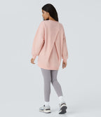 Sweat-shirt décontracté en polaire, col rond, manches longues, poches latérales, coupe oversize
