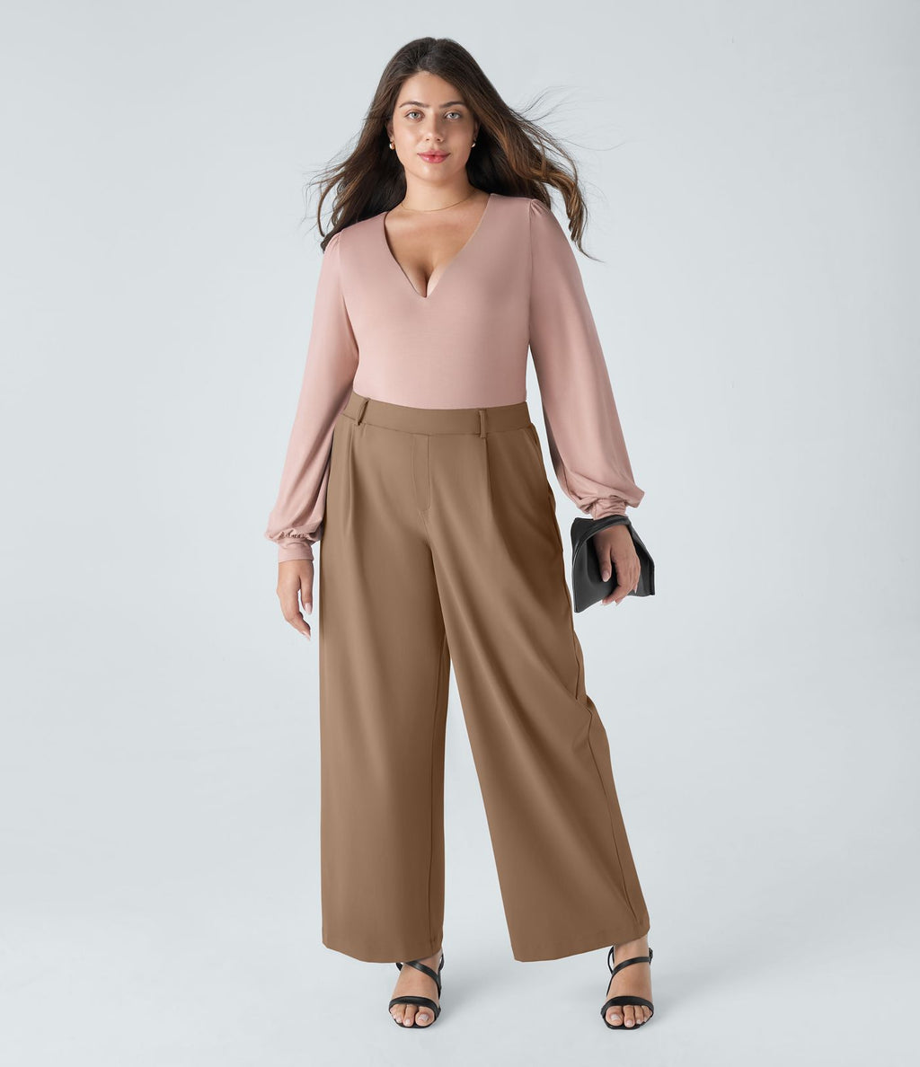 Pantalon de travail grande taille coupe droite taille haute Halara Flex™ DayStretch avec poches