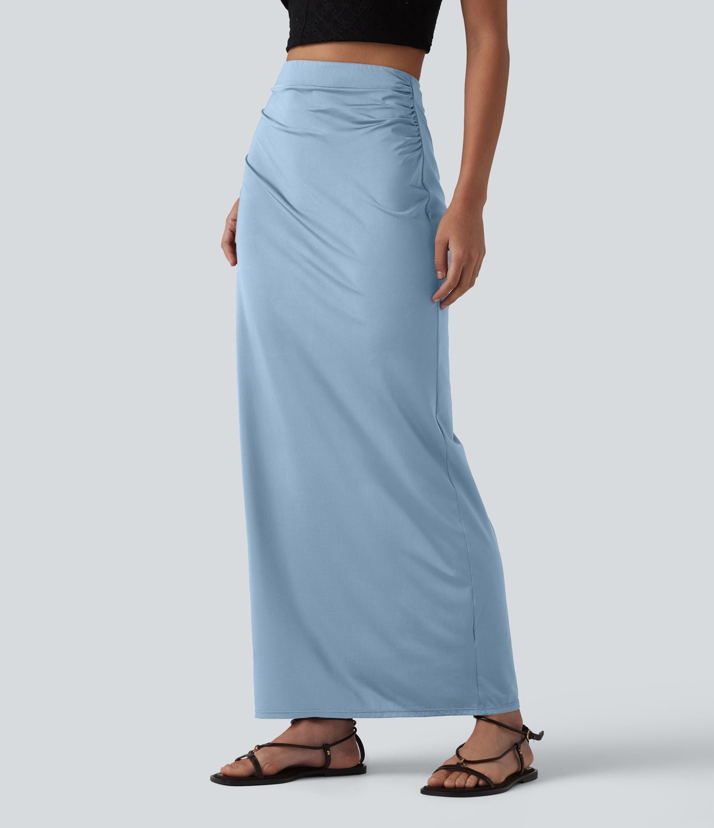Jupe crayon longue taille haute effet frais InstantCool avec fronces