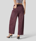 Halara Flex™ Jeans Causal Fuselés à Taille Mi-haute avec Plusieurs Poches en Tricot Extensible Coloré