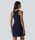 Robe courte décontractée sans manches à col rond SpacerTek™ avec poches
