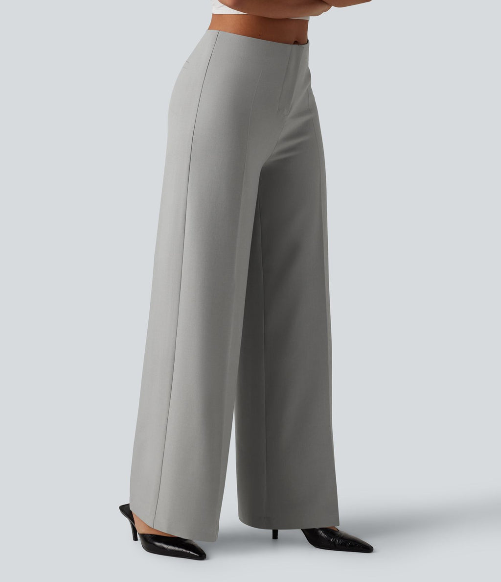 Pantalon tailleur large taille basse avec poches