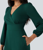 Combinaison tailleur à jambes larges, col V, manches longues, avec poches – Édition Easy Peasy