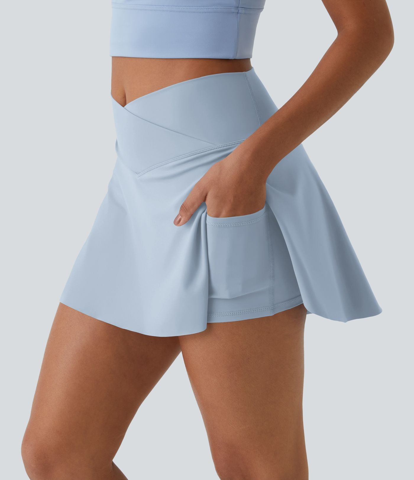 Jupe de tennis mini 2-en-1 quotidienne SoftlyZero™ Airy avec croisement, poche latérale et effet frais InstantCool, Lucid, protection solaire UPF50+