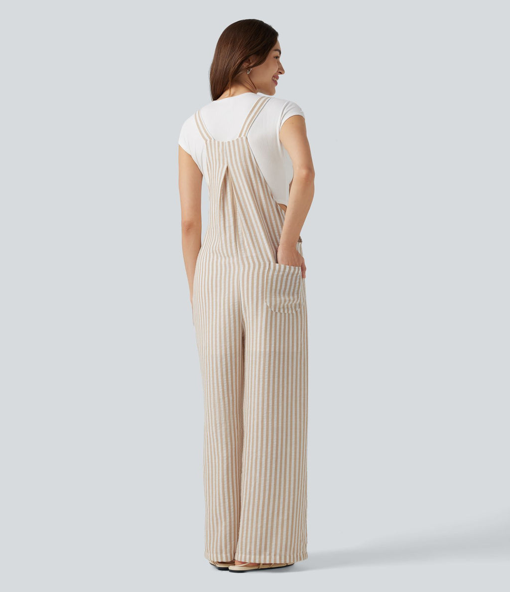 Salopette casual rayée effet lin avec poches