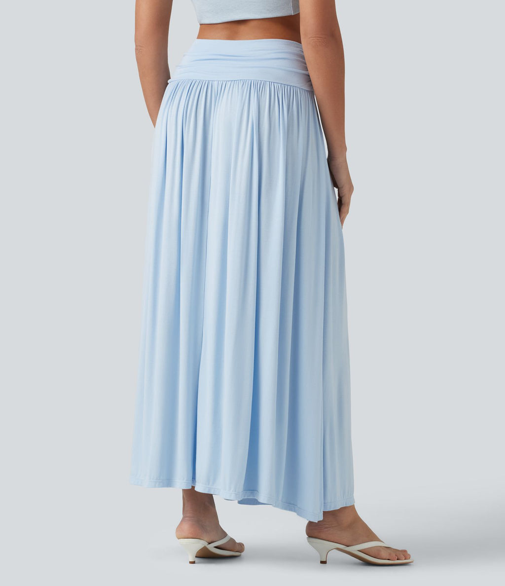 Jupe longue fluide froncée taille haute