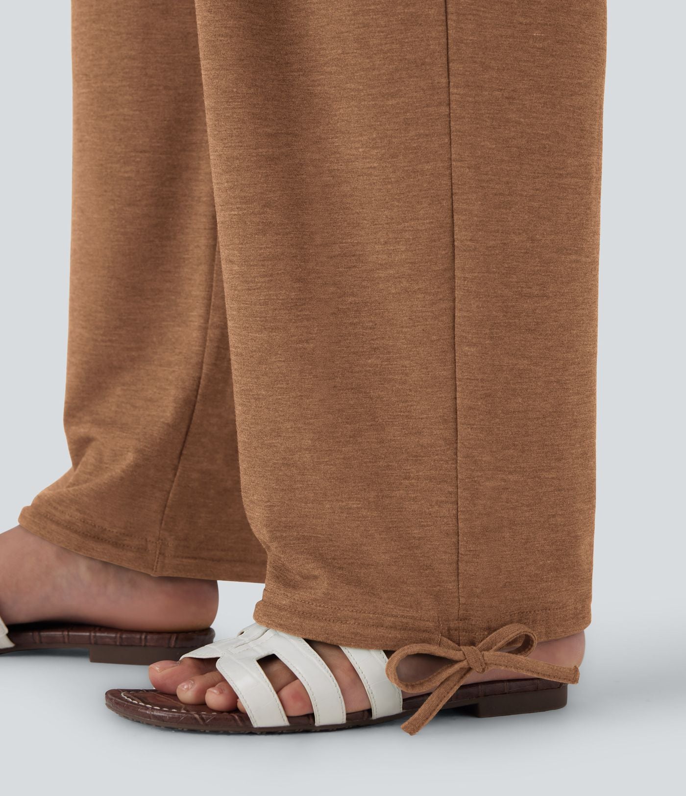 Pantalon de jogging décontracté à taille haute croisée avec poches latérales et cordon de serrage