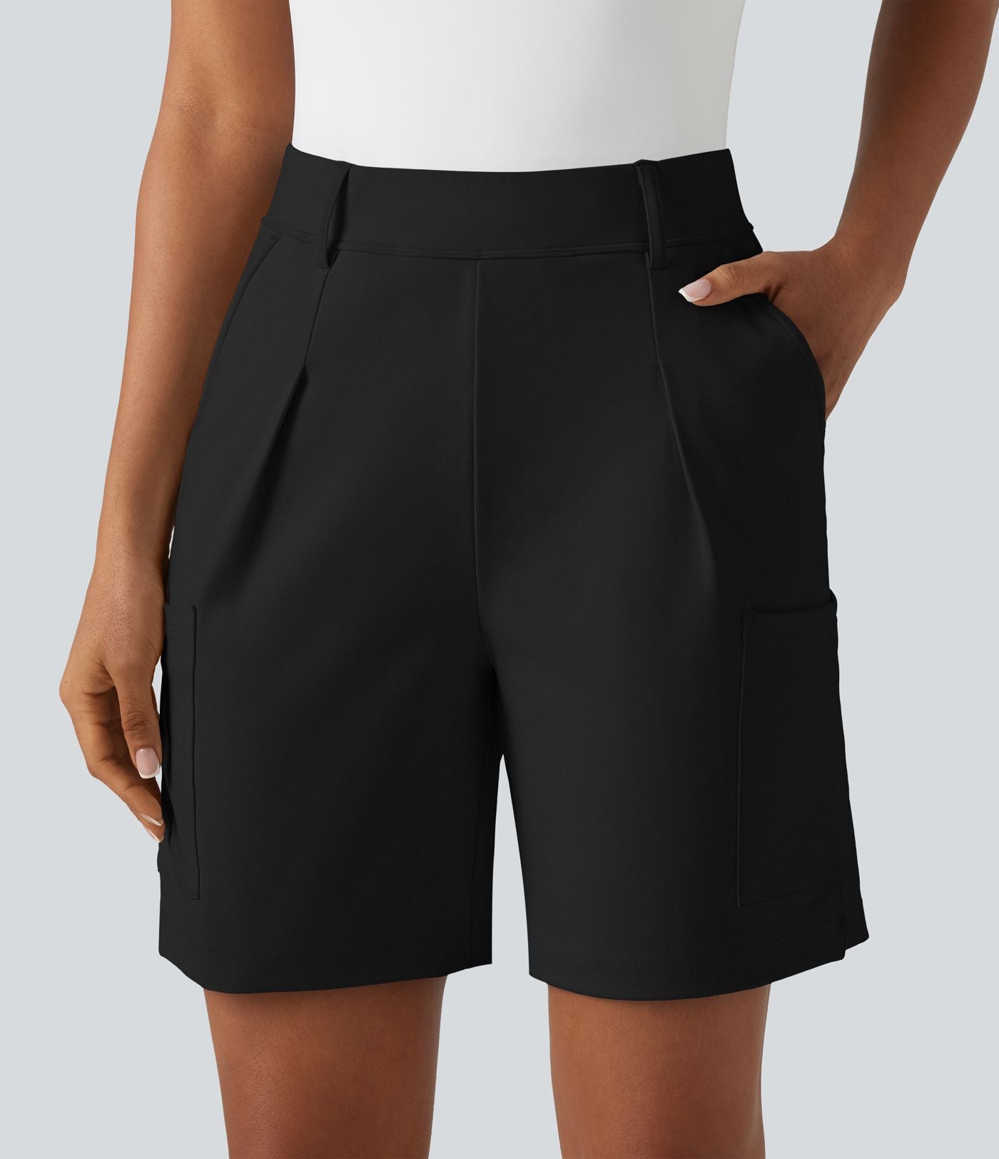 Short tailleur cargo ample à taille haute plissé DayStretch avec poches