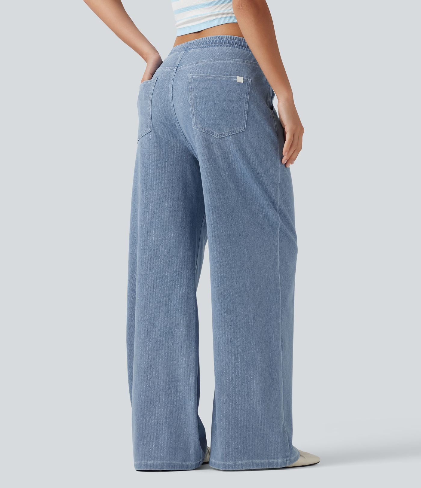 Jogging taille basse Halara Flex™ jambes larges, effet sparkle, avec poches