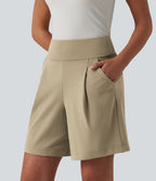 Short tailleur ample DayStretch taille haute 17,5 cm avec poches