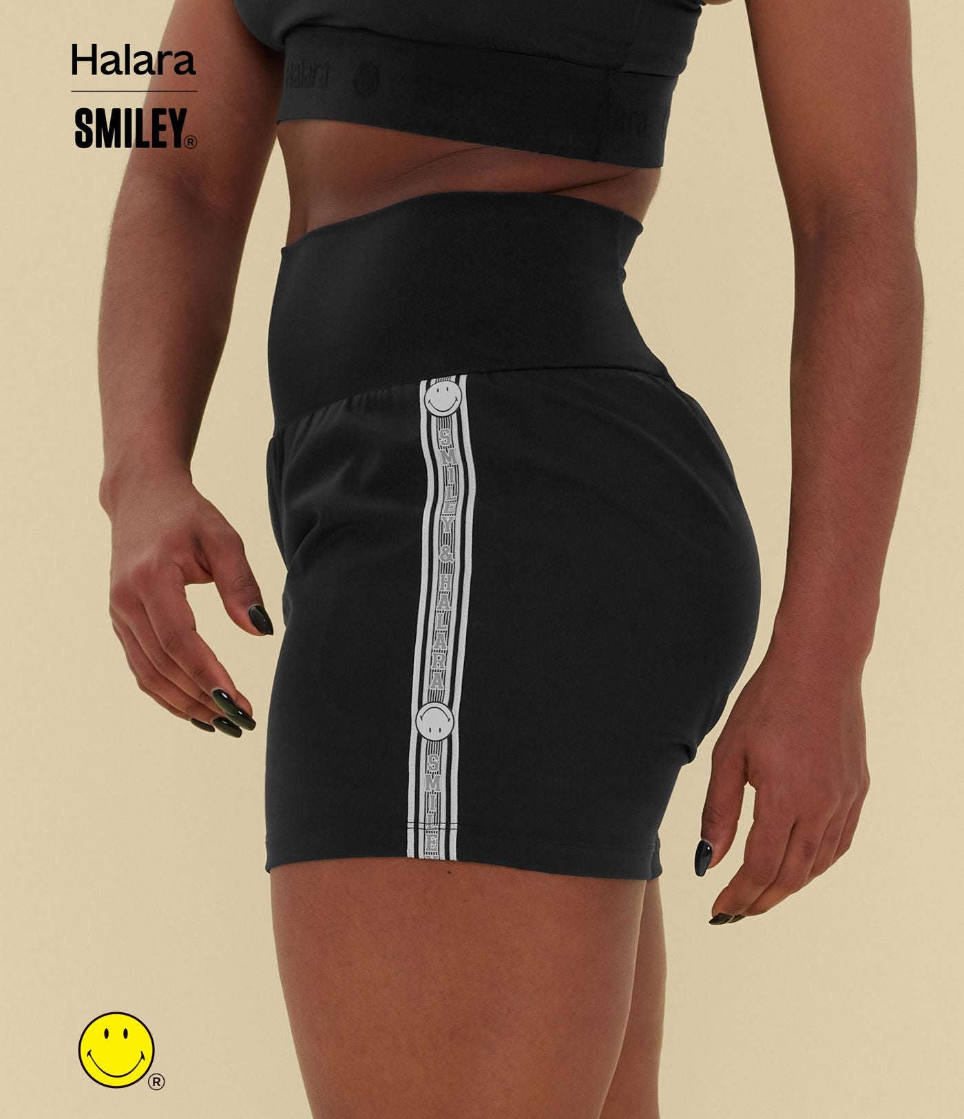 Short de yoga 2-en-1 Halara X Smiley® SoftlyZero™ Airy 12,5 cm taille très haute effet frais InstantCool avec poches, longueur allongée