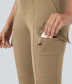 Pantalon cargo pedal pusher ajusté uni taille haute DayStretch avec poches zippées