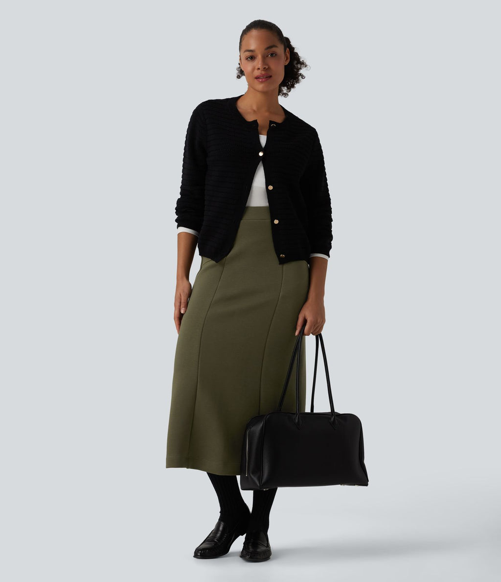 SpacerTek™ Jupe midi tailleur taille haute avec poches