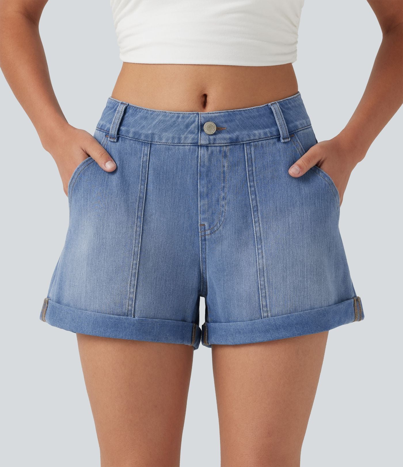 Short en jean Halara Flex™ taille basse décontracté 7,5 cm avec poches