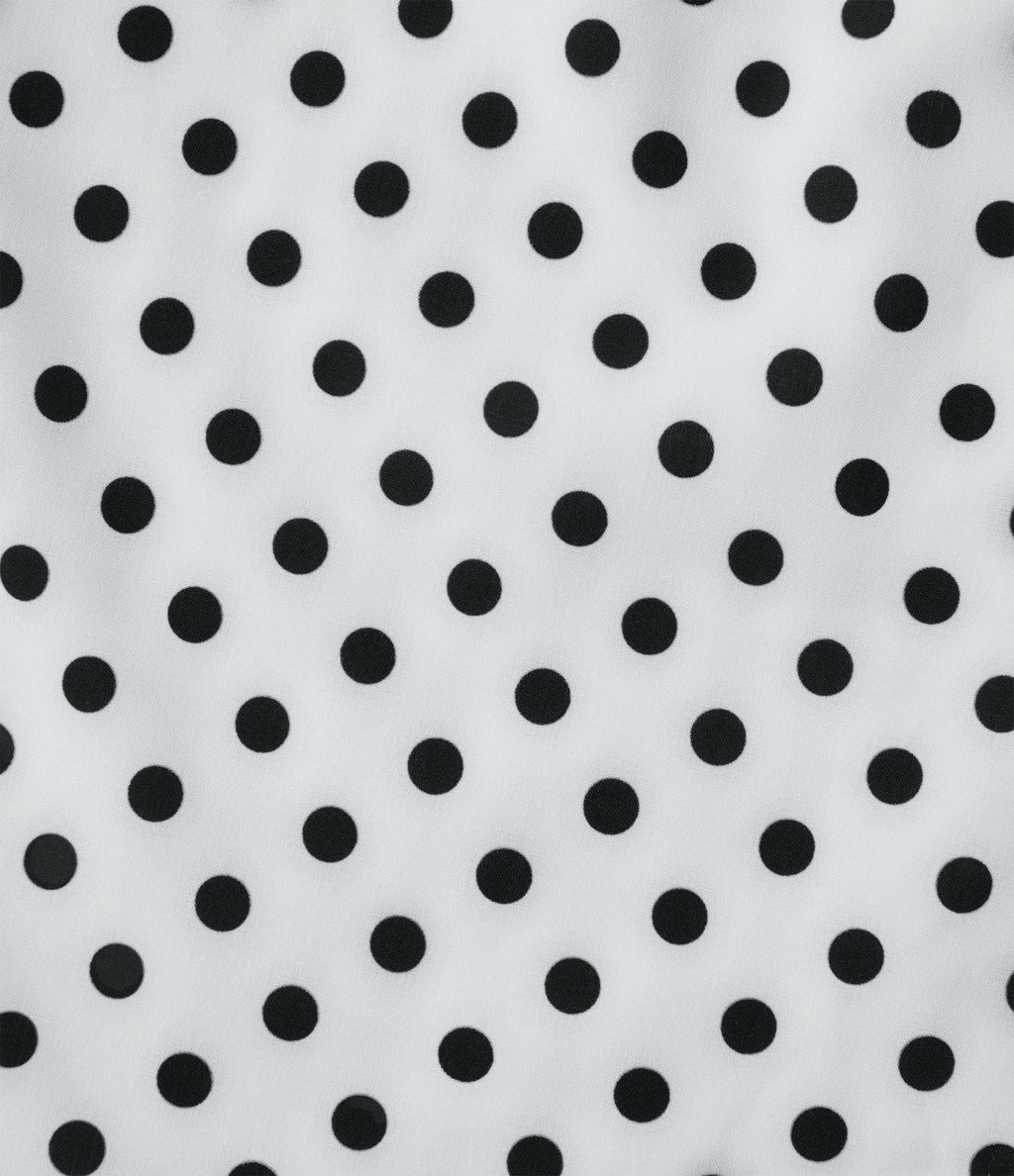 Robe midi à pois col V avec manches courtes, lien côté et poches