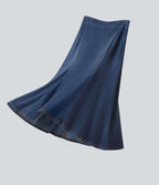Halara Flex™ Jupe midi sirène drapée en denim lyocell délavé taille haute