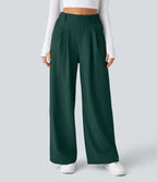 Halara Flex™ Pantalon Tailleur Large Fluide Gaufré Taille Haute Poches Latérales