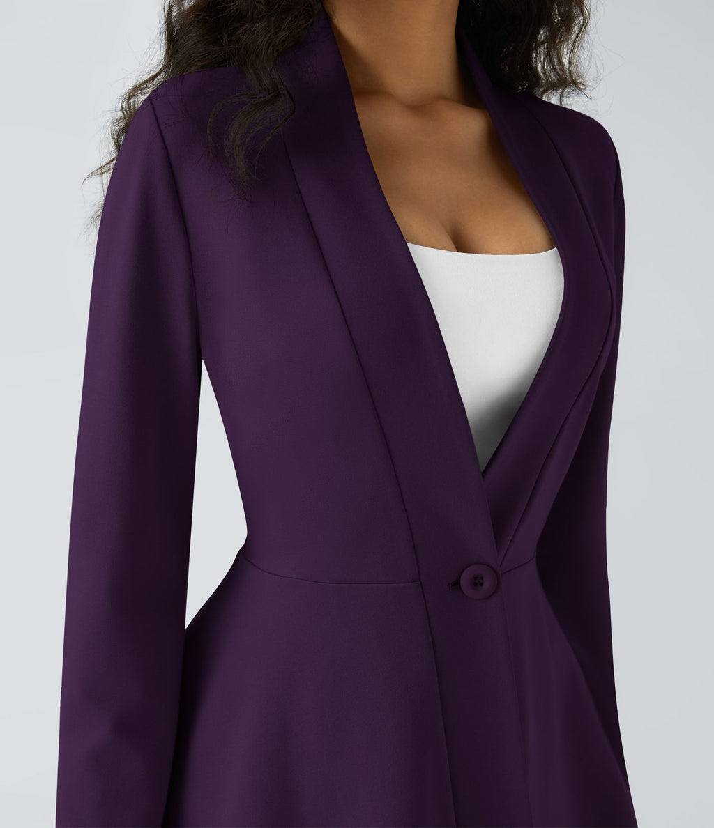 Veste péplum de travail col en V avec un bouton