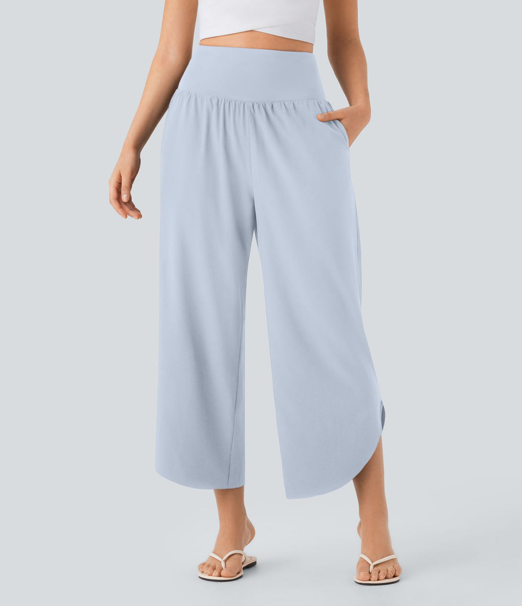 Pantalon fluide resort Breezeful™ à séchage rapide, coupe fendue et effet ventre plat