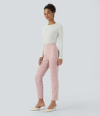 Halara Flex™ Pantalon skinny tailleur taille haute à motif pied-de-poule avec poches arrière