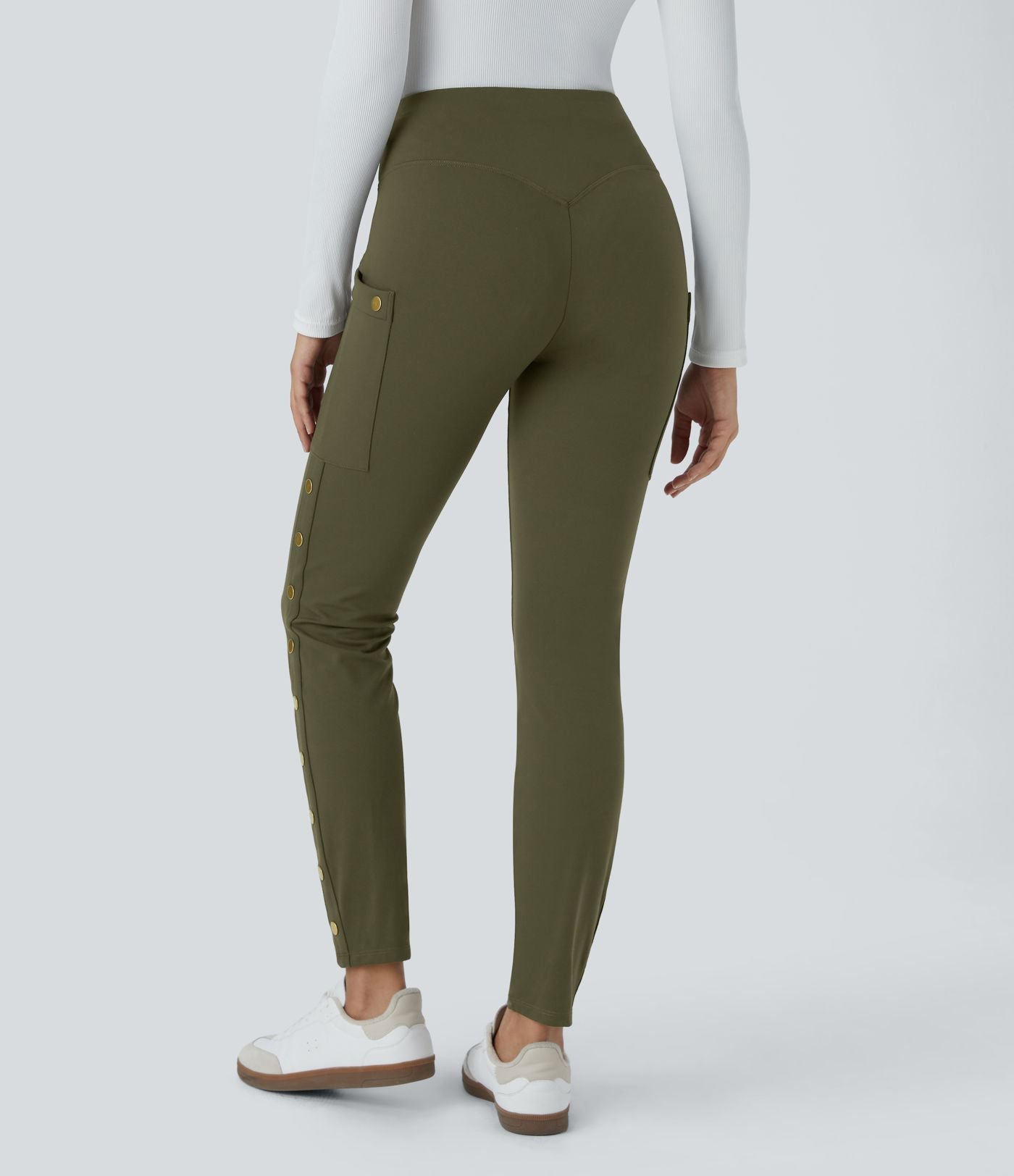 Pantalon taille haute ajusté longueur cheville avec poches décoratives DayStretch