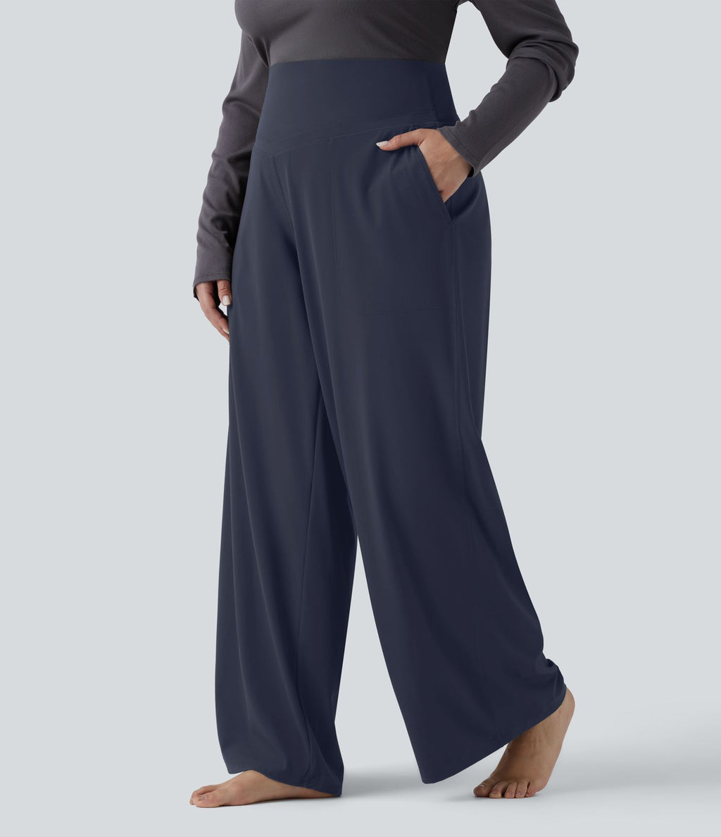 Pantalon de yoga grande taille jambes droites taille haute gainant Halara UltraSculpt™ avec poches