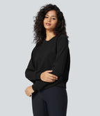 Sweatshirt Casual Solide à Manches Raglan et Col Rond