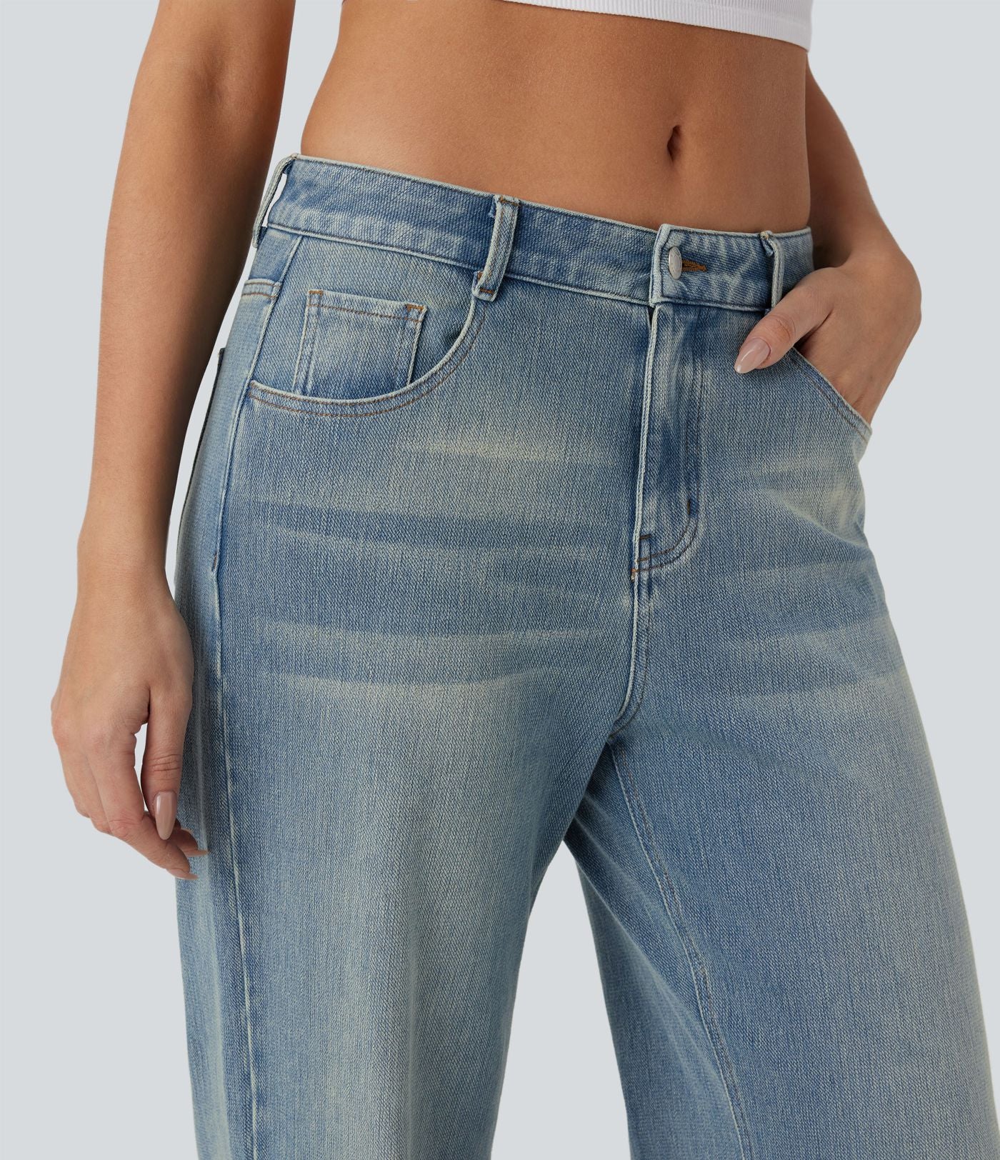 Jean ample délavé taille basse Halara Flex™ à poches multiples